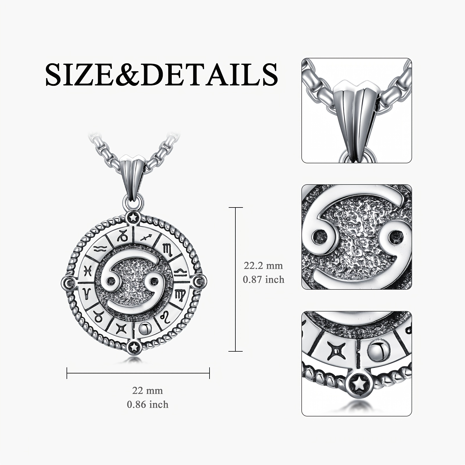 925 Silver Zodiac Sign Necklace with Constellation Pendant